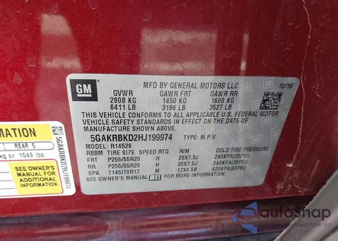 2017 Buick Enclave Leather из США, поврежденный, VIN 5GAKRBKD2HJ199974